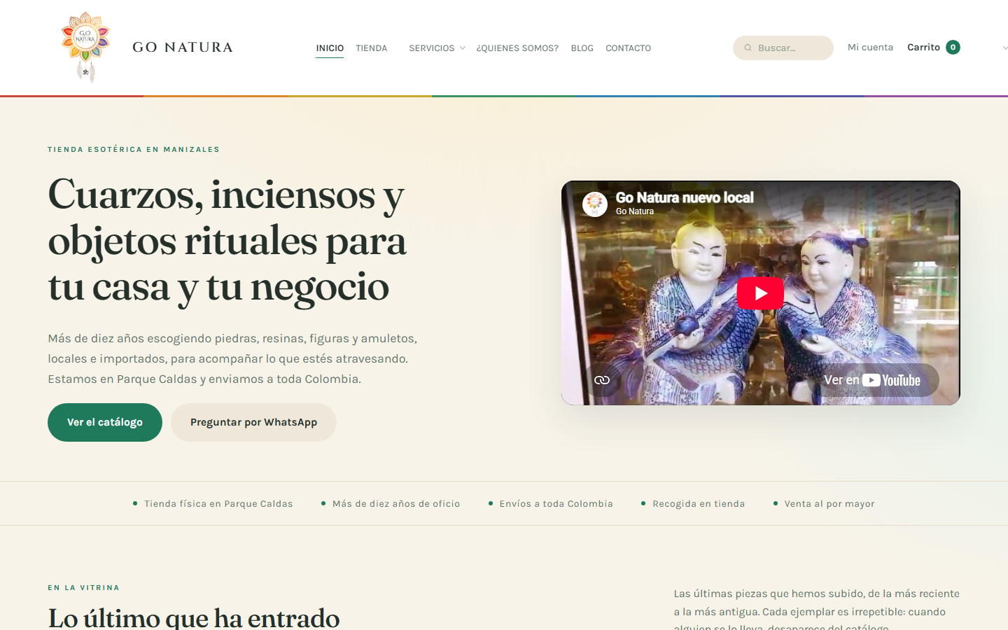 Go Natura vista desktop, online store for crystals and incense